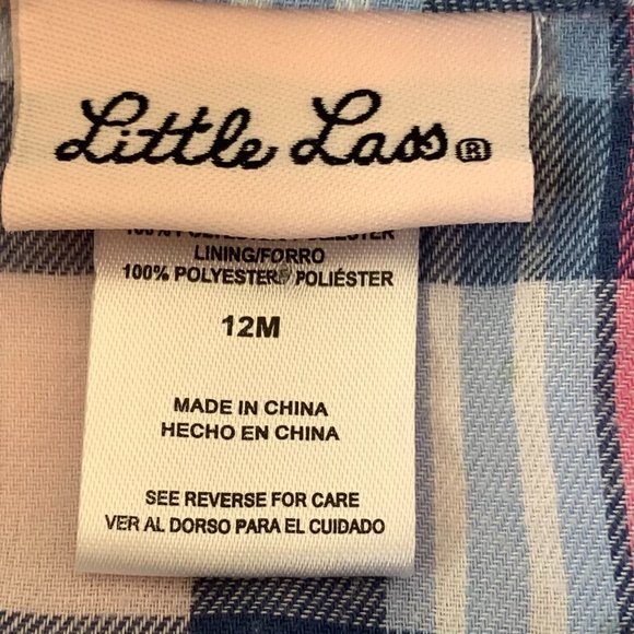 LITTLE LASS High/Low Top, Plaid w/Crystals and Rhinestones, Size: 12 mo. - Picture 11 of 12